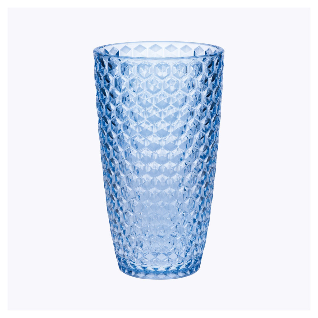 Four Cobalt Blue Geometric Acrylic Highball Glass