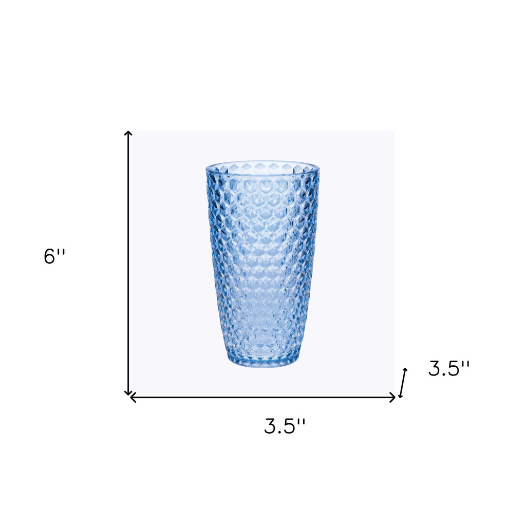 Four Cobalt Blue Geometric Acrylic Highball Glass