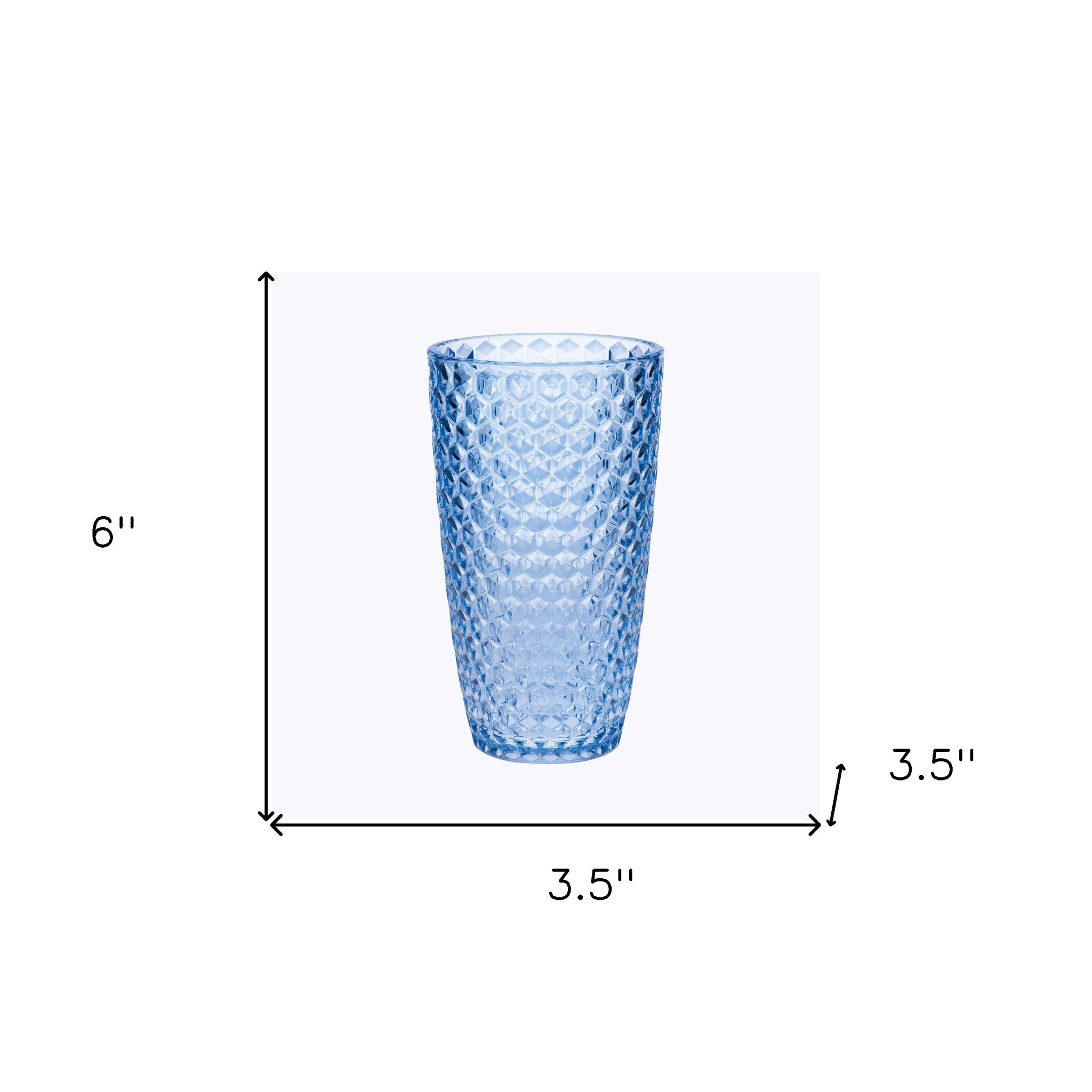 Four Cobalt Blue Geometric Acrylic Highball Glass