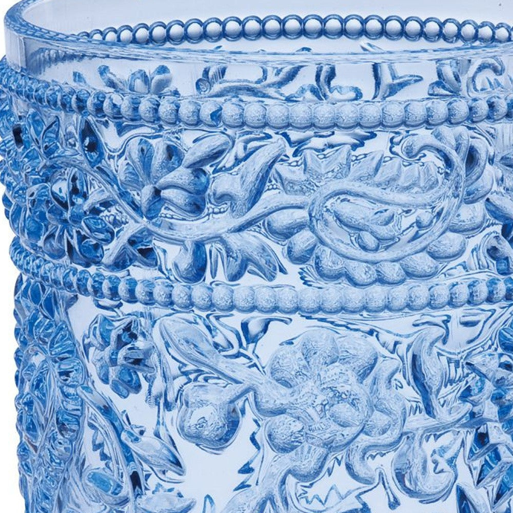 Four Cobalt Blue Paisley Acrylic Stemless Highball Glass