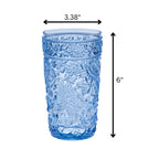 Four Cobalt Blue Paisley Acrylic Stemless Highball Glass