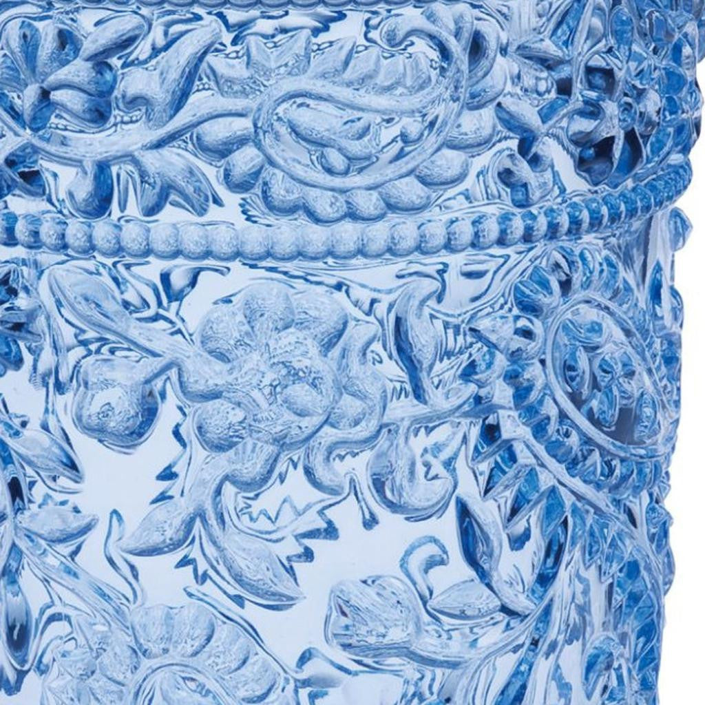 Four Cobalt Blue Paisley Acrylic Stemless Highball Glass