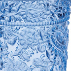Four Cobalt Blue Paisley Acrylic Stemless Highball Glass