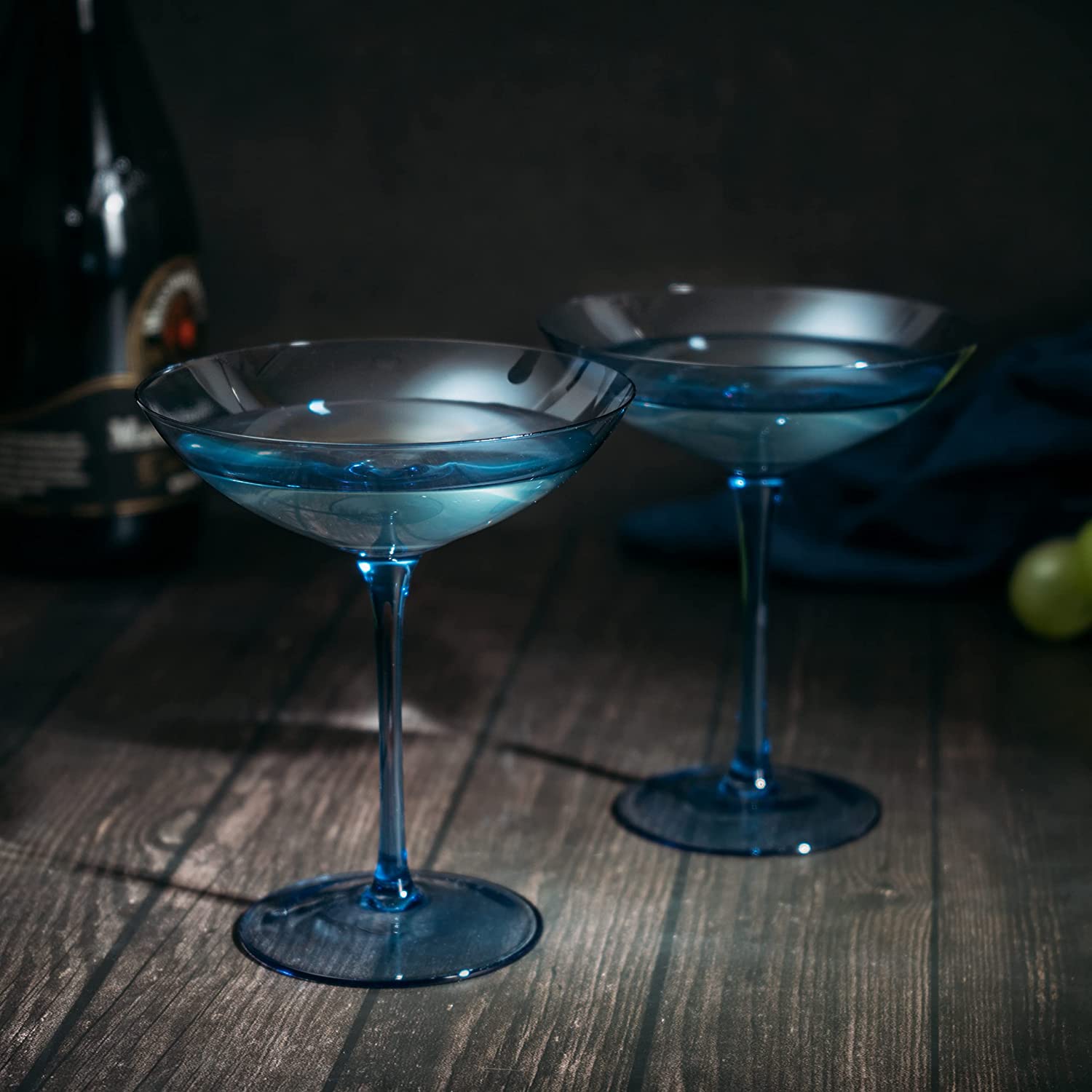 Cobalt blue Champagne coupes