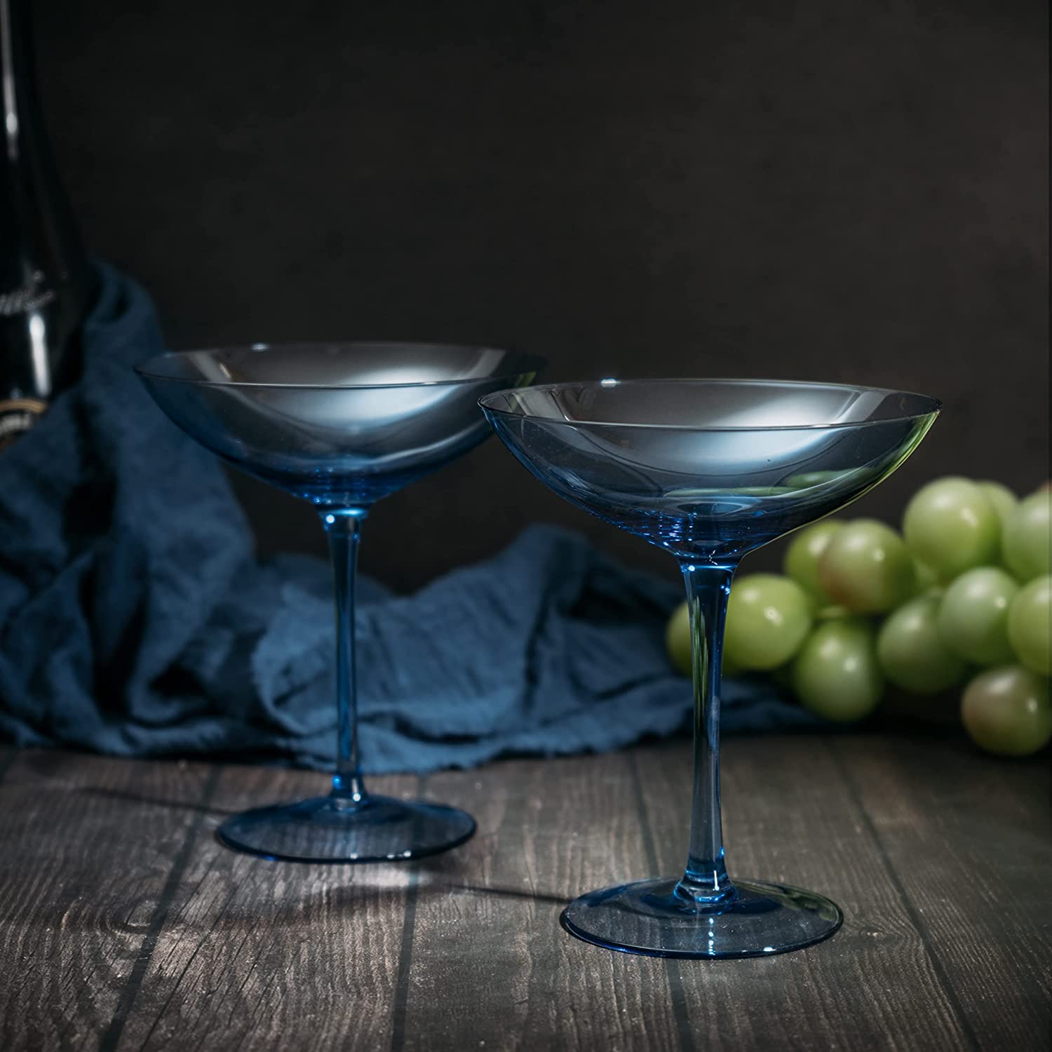 Cobalt blue Champagne coupes