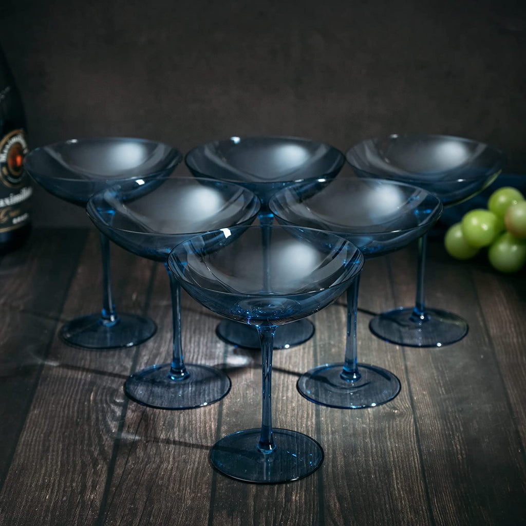 Cobalt Blue Champagne Coupe Set of 6
