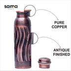 Pure Copper Water Bottle Antique Swirl Design Capacity 1000ML