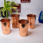 Copper Water Tumbler-Glass Set