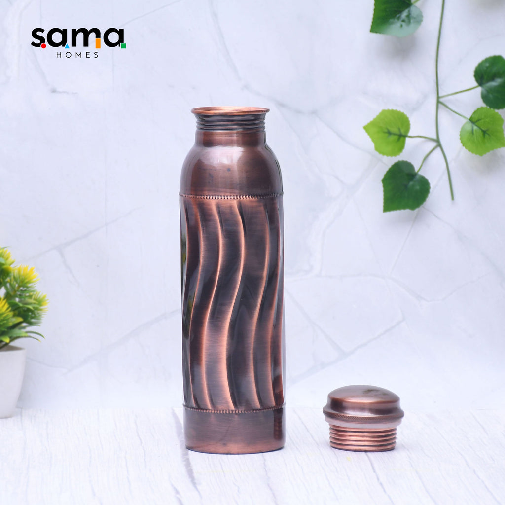 Pure Copper Water Bottle Antique Swirl Design Capacity 1000ML