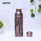 Pure Copper Water Bottle Antique Swirl Design Capacity 1000ML