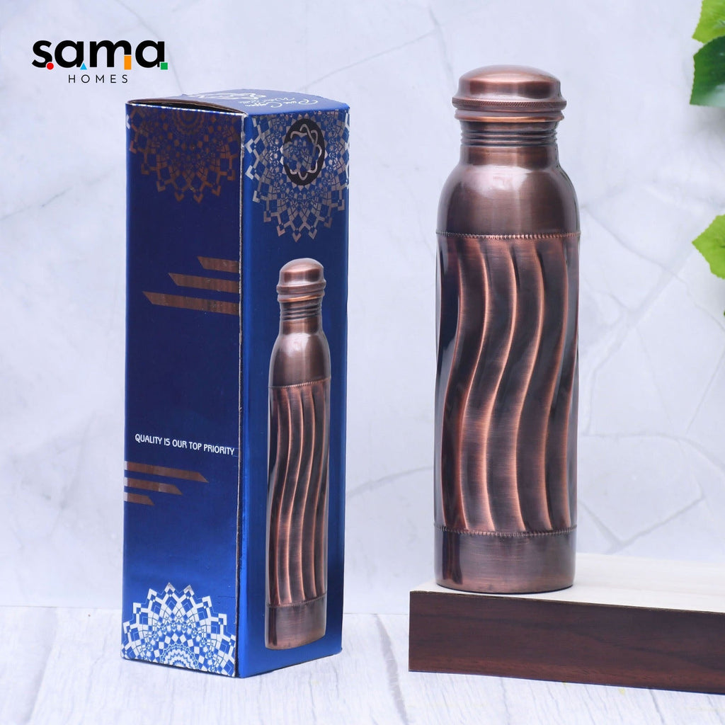 Pure Copper Water Bottle Antique Swirl Design Capacity 1000ML
